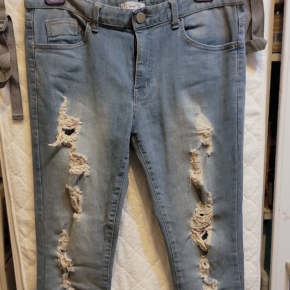 Distressed Blue Jeans